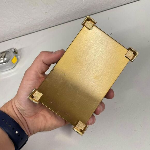 VTG Brass Presentation Box DELTAH MCM Floral Flower Design Jewelry Holder Footed - Picture 3 of 6